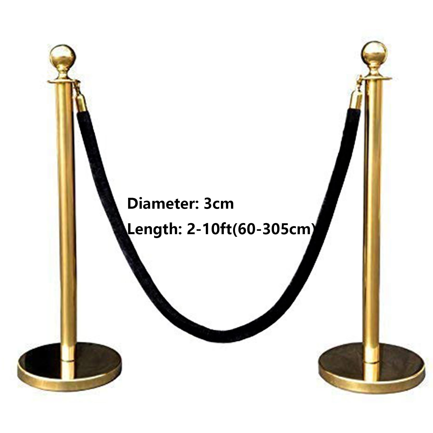 Samt Absperrseil 150cm Mit Haken - Elegante Warteschlangenführung Schwarz