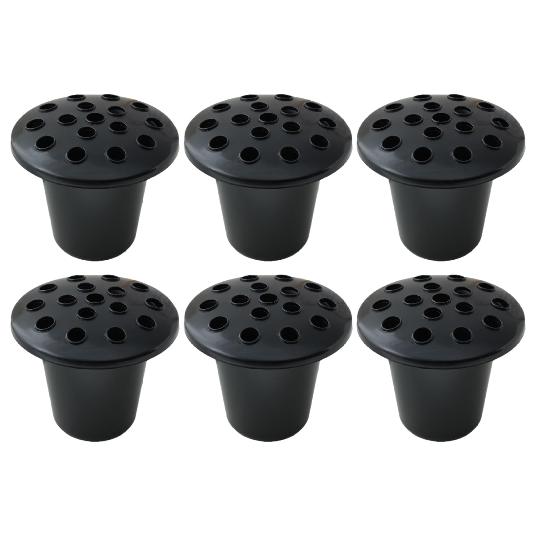 Soportes de flores de plástico negro para tumbas manteniendo el arreglo floral del cementerio limpio