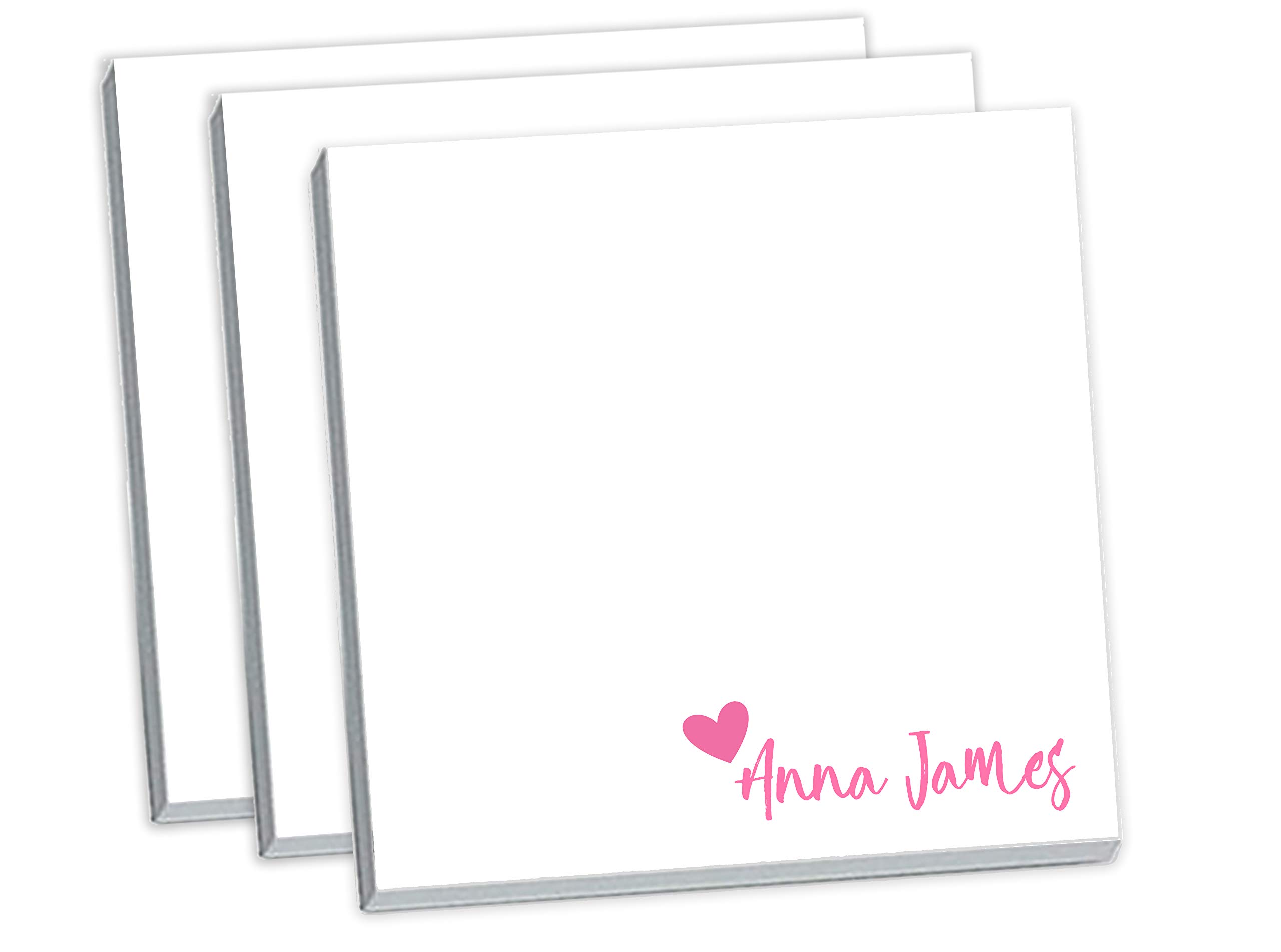 Heart and Name Custom Sticky Notes // 3x3 Sticky Note pad // Pink, Fun Design, Customizable, Personalized Name, Teacher Appreciation, Gift idea,
