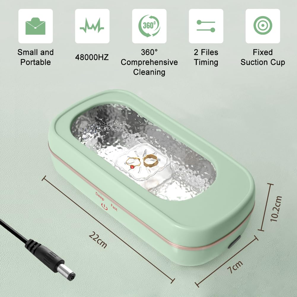 SOARFLY 420ML Nettoyeur Ultrasons, 48000Hz Machine de Nettoyeur Bijoux à Ultrason avec 2 Réglages de Temps, Efficace Nettoyeur Ultrason Bijoux pour Bijoux Lunettes Montres Colliers Dentiers