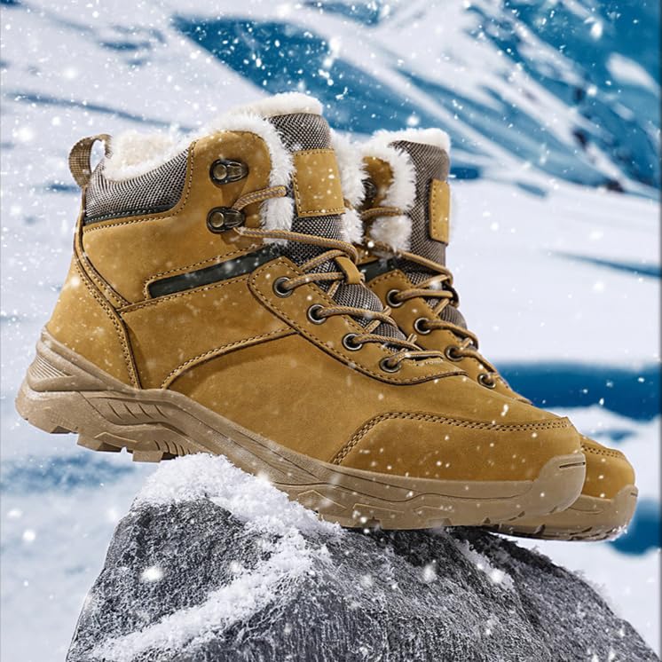 Mens Hiking Boots Winter Snow Boots Water Resistant Warm Fur Lined Anti Slip Work Ankle Shoes Snow Shoes Casual Lightweight Hiking Hiking Boots Outdoor Trekking Boot Comfortable4