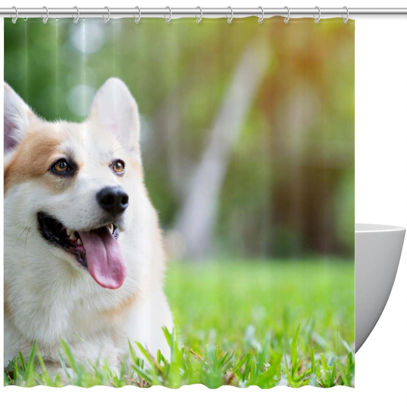 Rideau de douche imperméable Corgi contre les éclaboussures
