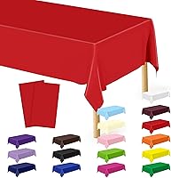 Vista 100 de QZYL 4 manteles de picnic con fundas de banco, manteles de plástico negro, 54 x 108 pulgadas, fundas rectangulares desechables impermeables