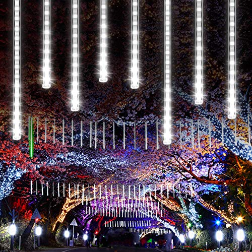 CrazyFire LED Meteor Shower Light Snow Falling Christmas Light with 30cm 8 Tube 256 LED Waterproof String Lights for Holiday Party Wedding Christmas Tree Decoration (White)