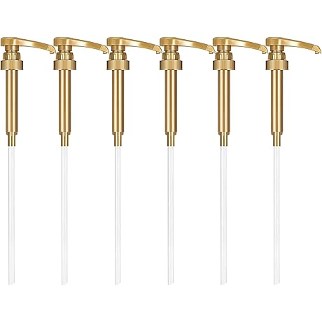 6-Pack Gold Syrup Pumps for Shampoo Bottles (750ml Capacity)