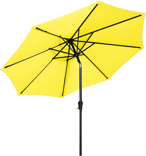 MEWAY Sombrilla grande de 10 pies para patio y mesa al aire libre con botón de inclinación y sistema de elevación de manivela, sombrilla de mercado,