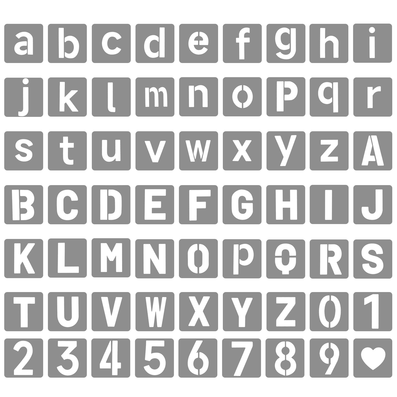 2 Inch Letter Stencils, 63 Pcs Reusable Symbol Letter and Number Stencils