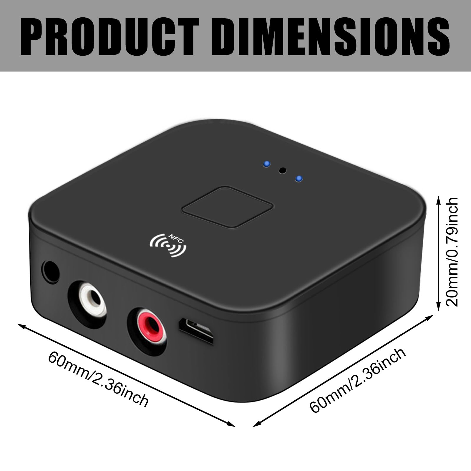 Ricevitore Bluetooth 5.0 NFC, Adattatore Audio Wireless HiFi per Impianto Stereo Con Jack AUX RCA da 3,5 mm per Prodotti Digitali Con Funzione NFC