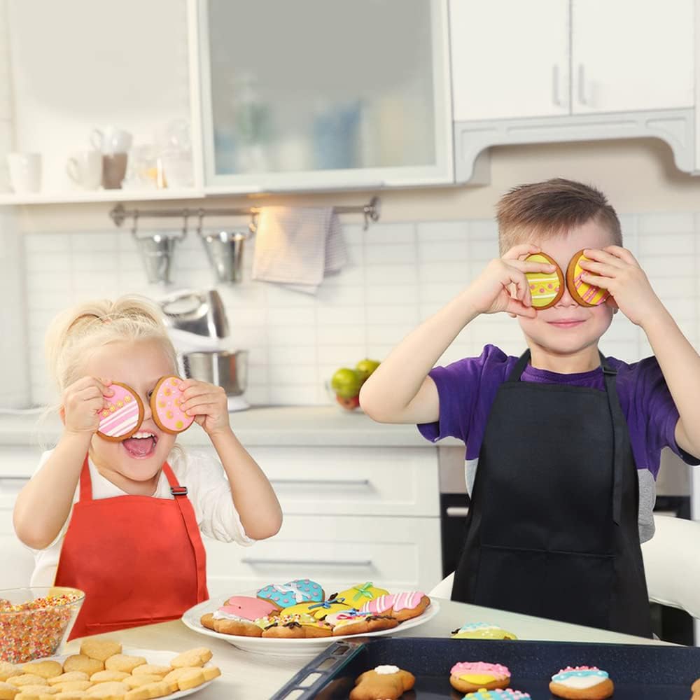 SINLAND Kids Apron with Pocket 2 Pack Children Chef Apron for Cooking Baking Painting