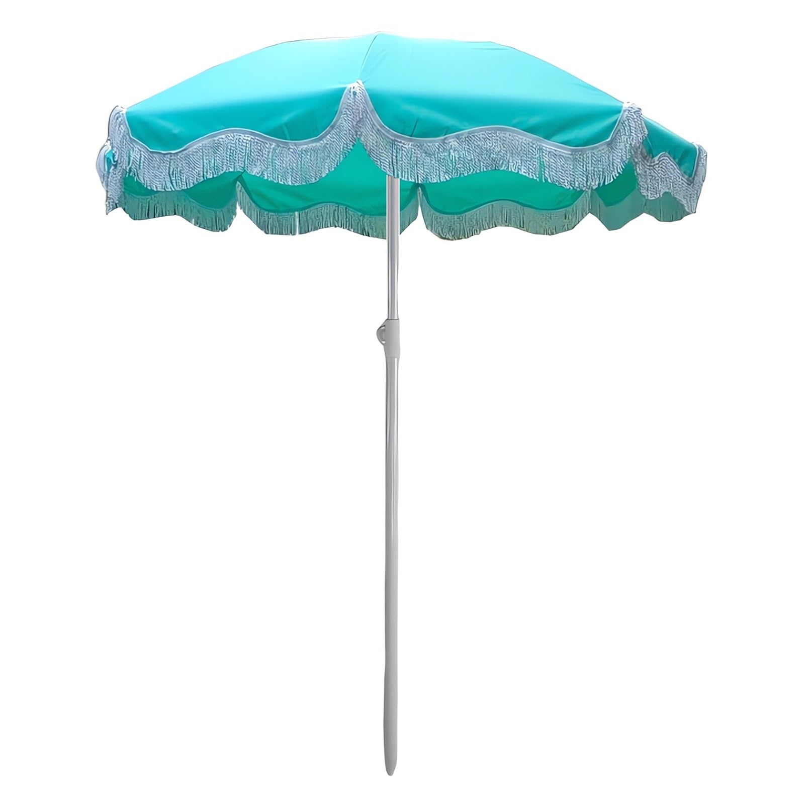 Parasol plażowy z frędzlami 200 cm, przenośny parasol ogrodowy z składany, uchylnym i regulowana wysokość, UPF 50+, wodoodporny