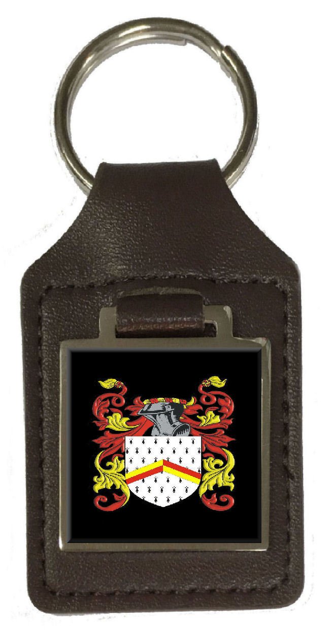 Wadman Schlüsselanhänger, mit Namenswappen, Leder, Braun