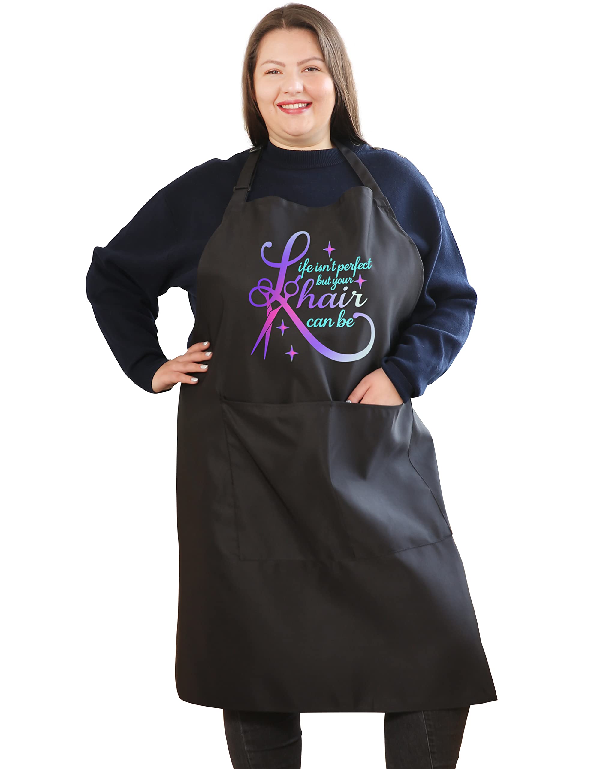 OCXMMEProfessional Plus Size Salon Hair Stylist Aprons with Pockets Waterproof Heavy Duty Barber Apron Hairdresser Gifts