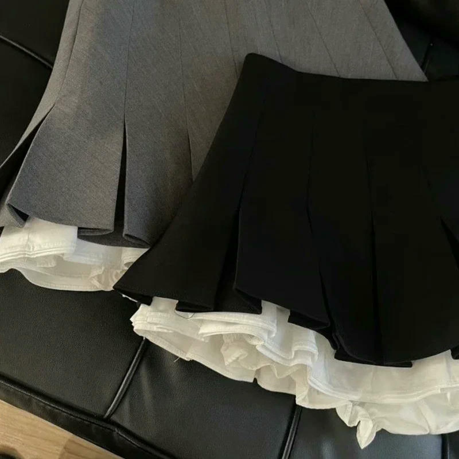 Spódnice damskie falbany czarna mini spódnica damska patchworkowa plisowana spódnice Kawaii wysoka talia wszystko pasuje do linii A spódnica nowa