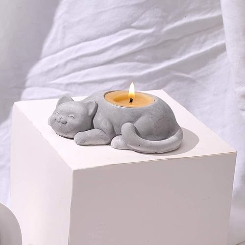 Miniatura 4 de Molde de maceta de silicona para gatos, candelabro de concreto, molde de portavelas de silicona, maceta suculenta, molde de arcilla de cemento