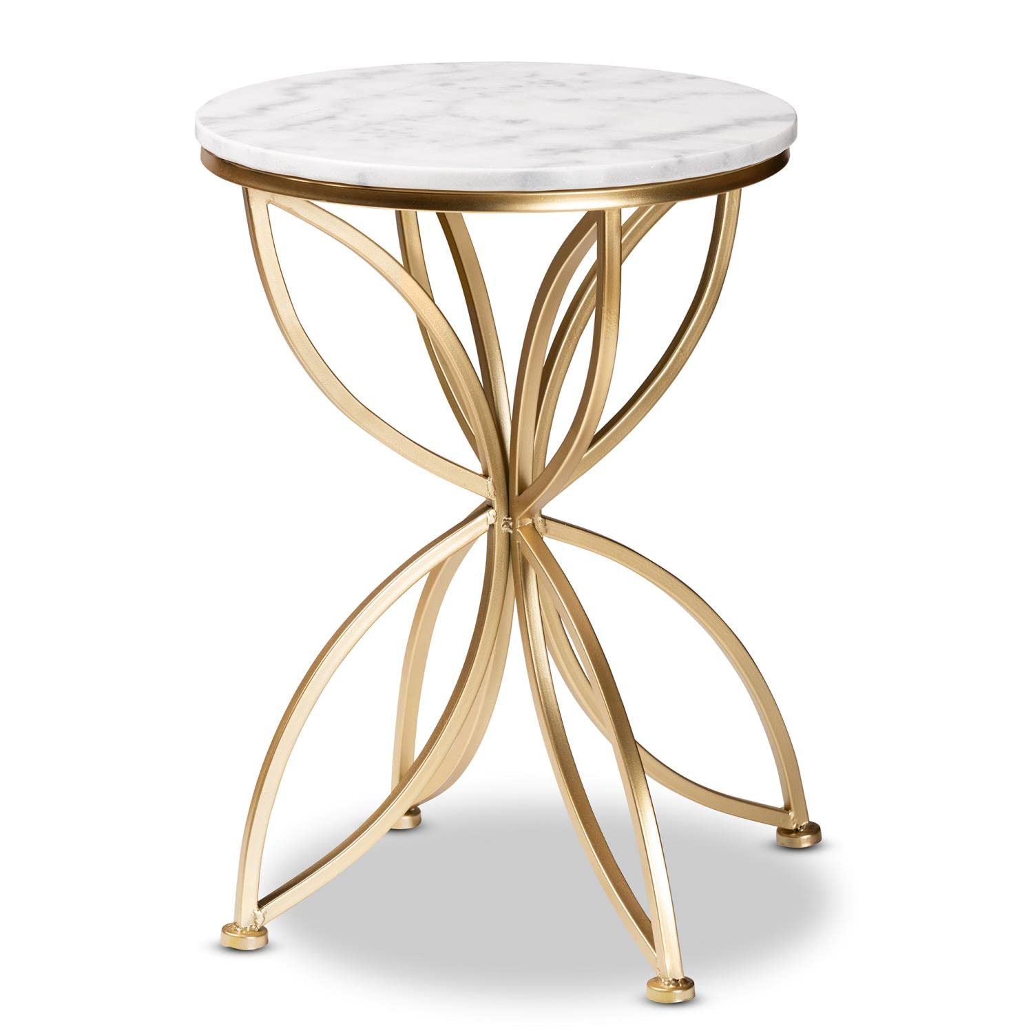 Photo 1 of **NONREFUNDABLE**FOR PARTS OR REPAIR**SEE NOTES**
Baxton Studio Jaclyn Gold Finished Metal End Table with Marble Tabletop
