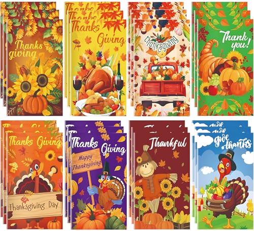 Mini carnets de notes de Thanksgiving, lot de 24 petits blocs de poche sur le thème de l'automne