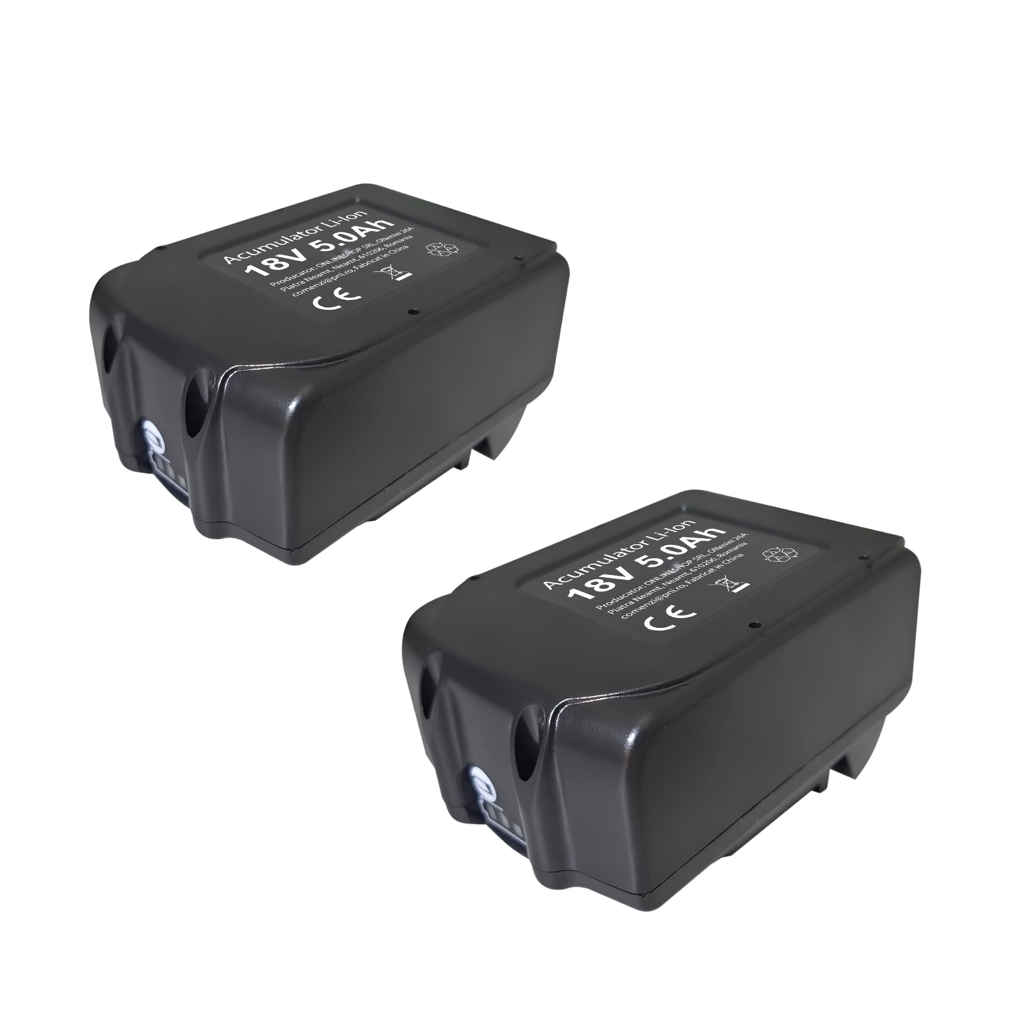 Kit batteria e caricatore doppio PNI DCH218, con due porte USB, include 2 batterie da 18 V 5 Ah