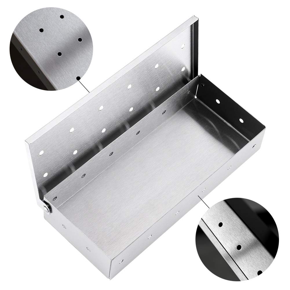 Accesorios para barbacoa, caja para ahumar barbacoa, caja para ahumar de acero inoxidable, caja para ahumar con virutas de madera para el hogar, cocina a la parrilla