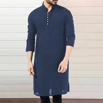 Alalaso Muslim Thobe for Men Islamic Robe Middle East Saudi Arabic Long Gown Dress Clothing Ramadan Jubbah Shirts