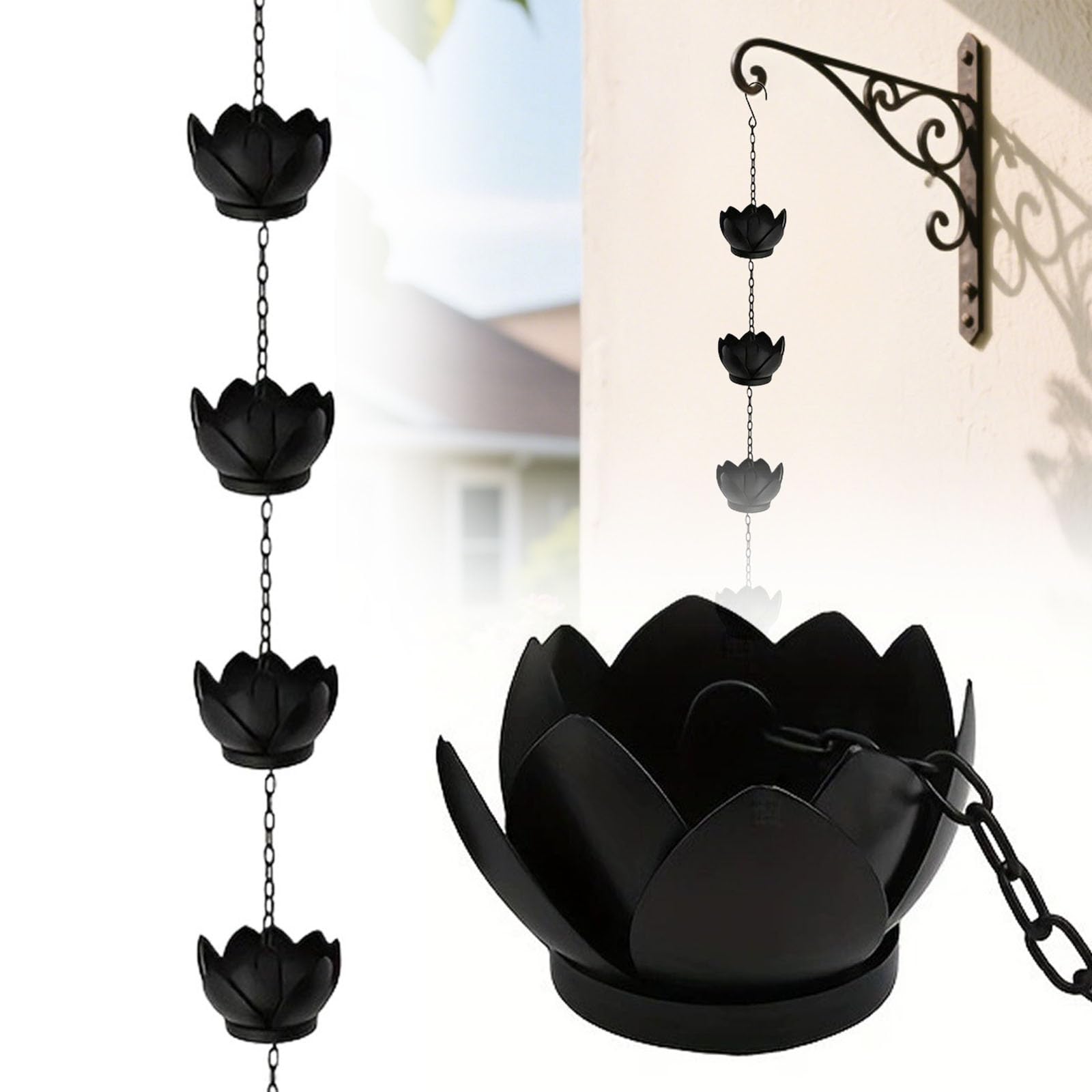 Rain Chains for Gutters, Rain Chain For Garden, Rain Catchers For Garden, Outdoor Metal Rain Chimes with Mobile Bird Cups, Decorative Hanging Chain for Window Wall Patio Garden Decor