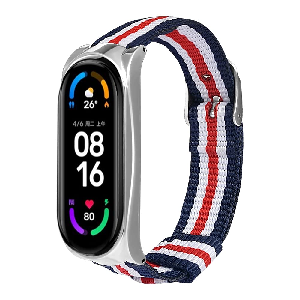 KangPlus Replacement Bands for Xiaomi 5/Xiaomi 6 Strap,Canvas Woven Replacement Wristband Sport Soft Breathable Fabric Cloth Adjustable Band with Metal Frame for Women Men