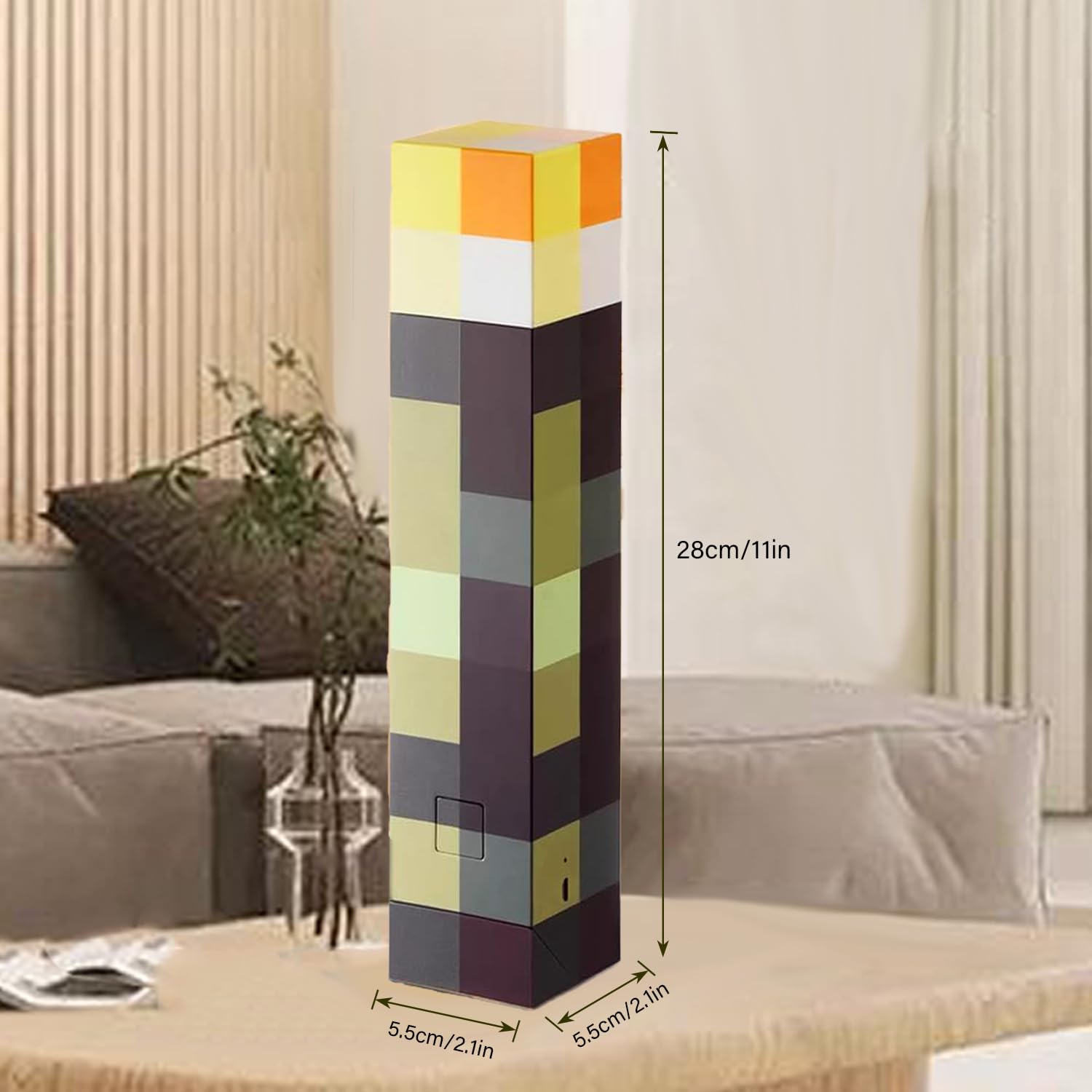 Antorcha LED de pared, lámpara de pared, lámpara de noche, recargable por USB, portátil y montaje en pared, perfecta para habitación de los niños, jugadores, jardín y decoración (Amarillo)