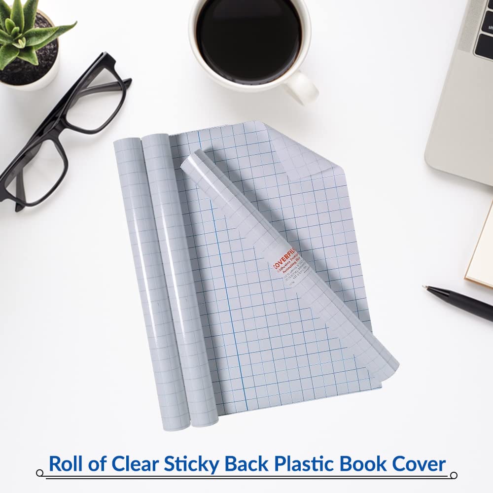1ABOVE Clear Sticky Back Plastic Book Cover Roll (50cm x 3m), Self-Adhesive - Image 4