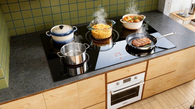 Image of Noxton Electric Cooktop 30 Inch Electric Stove 5 Burners, Built-in Ceramic Cooktop, 9 Heating Level, Pause, Timer, Child Safety Lock, Triple Ring, 220V Hardwire