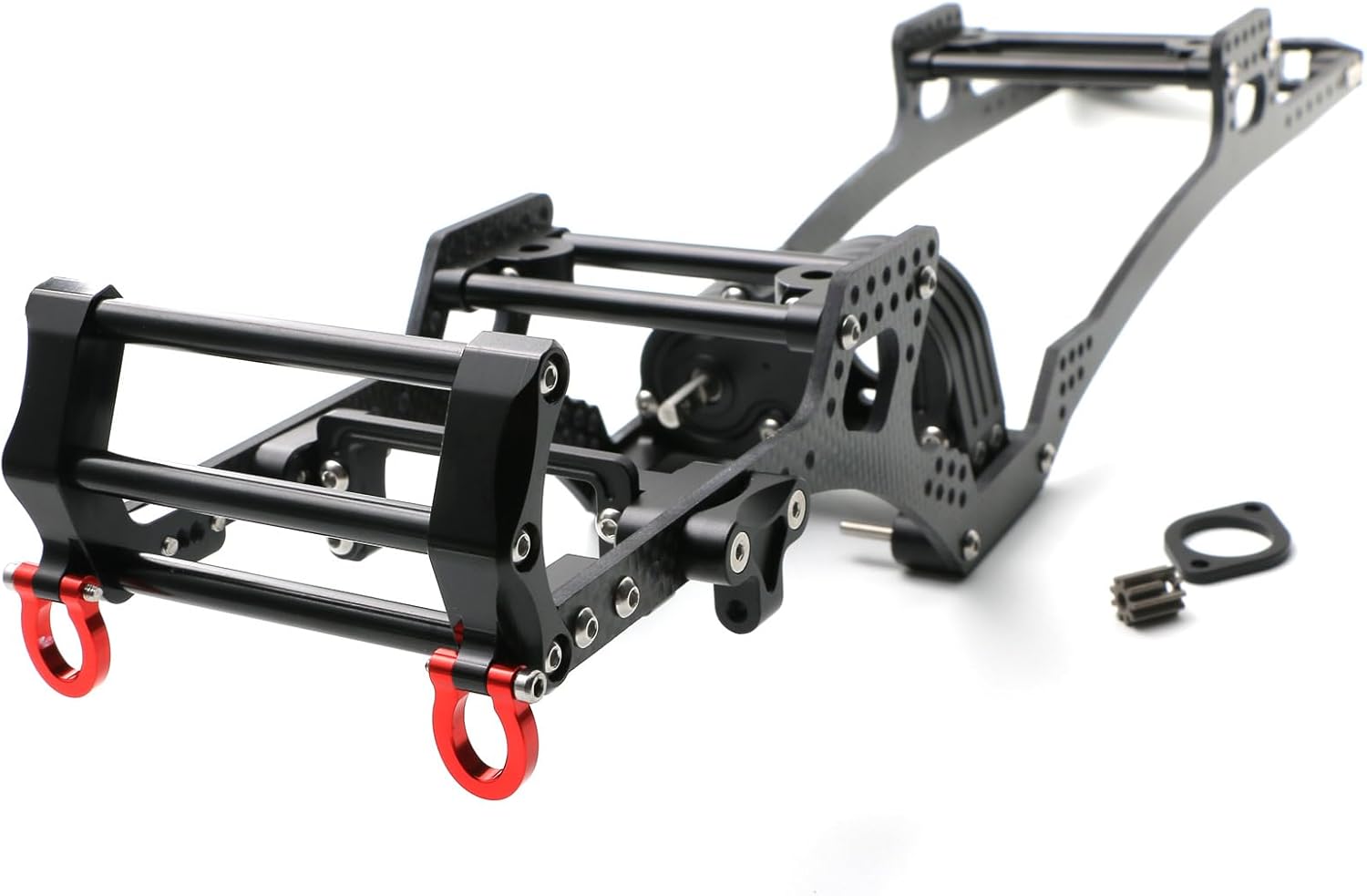 RC Chassis Frame, Carbon Fiber LCG Chassis Frame Rails kit for 1/10 SCX10 RC Crawler Upgrade Parts(Black)