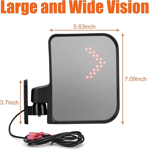 Miniatura 7 de TechInovat Espejo retrovisor universal para carrito de golf con luz de giro LED, espejos para EZGO Club Car Yamaha Accesorios para carrito de golf