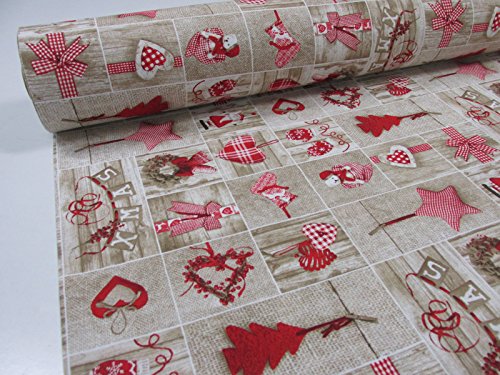 Confección Saymi Metraje 0,50 MTS Tejido loneta Estampada Ref. Navidad Yute, Doble Ancho 2,80 MTS.