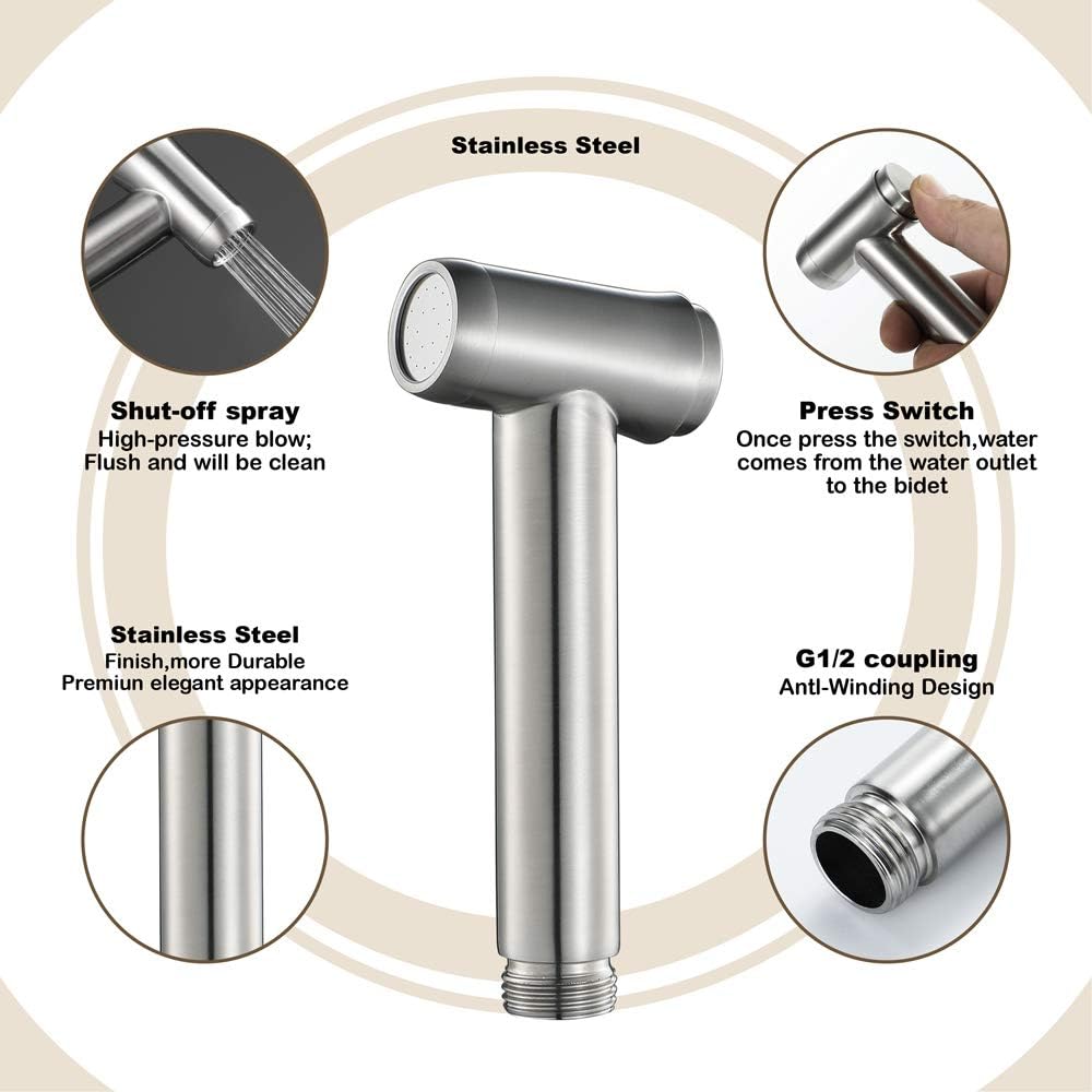 Sprayer Toilet Button Type Brass Shower Head for Bathroom, Pet Bath, Squatting Pan and Floor Cleaning,B(A)