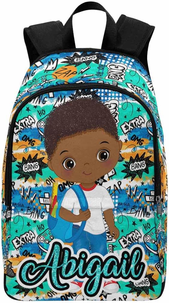 InterestPrint Customized Backpack School Bags with Name, Custom Funny Dots Book Knapsack Backpack Personalized Laptop Backpack Fashion Daypack for Camping Hiking