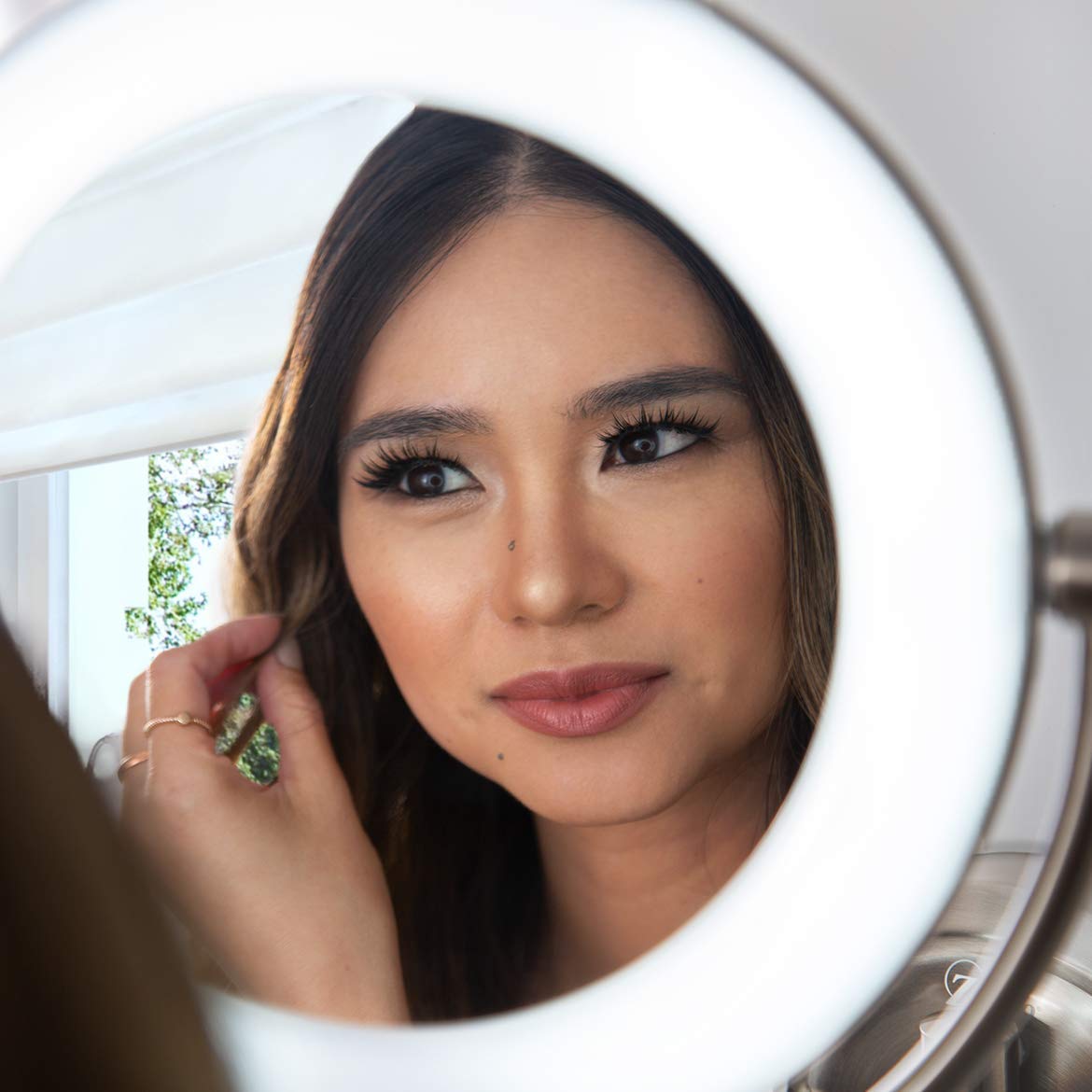 Bеѕt Prоmо Zadro Surround Lighted Dimmable Sunlight 10X/1X Magnification Wall Mount Bathroom Makeup Grooming Mirror with 10.5 Extendable Arm (Hardwire Only), Satin Nickel Suреr Brаndѕ Zadro Surround Lighted Dimmable Sunlight 10X/1X Magnification Wall Mount Bathroom Makeup Grooming Mirror with 10.5 Extendable Arm (Hardwire Only), Satin Nickel