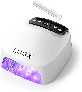 L'UGX 2 in 1 UV LED Nail Lamp, Rechargeable UV Light for Gel Nails, LG801S | 9-10 Hours Battery Life, 48W Nail Lamp, 3W Handheld Nail Lamp, 48pcs Large Chip Lamp Beads