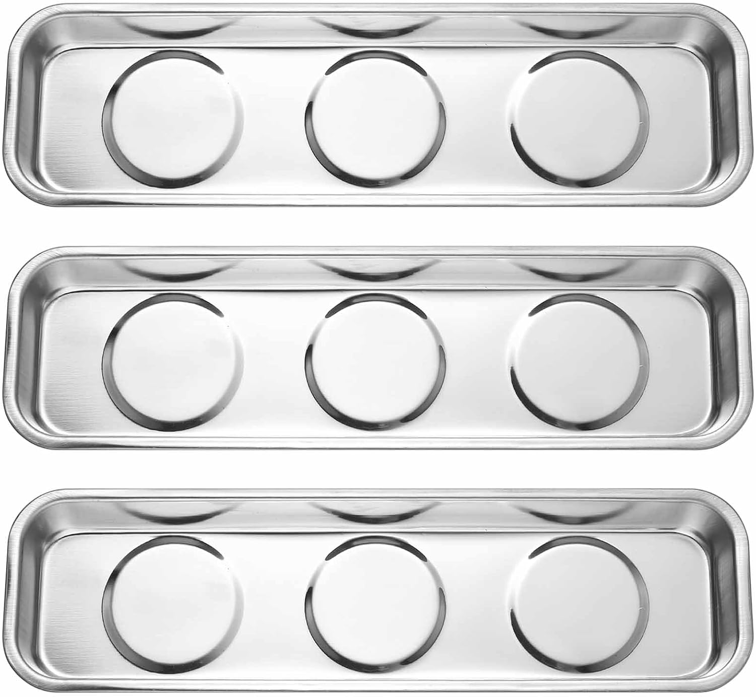 3Pcs Stainless Steel Magnetic Tray, Stainless Steel Magnetic Trays, Magnetic Tray for Nuts and Bolts Metal Tools Tool (22.5 x 6.5cm)