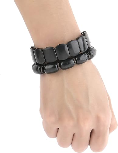 Miniatura 8 de Pulsera de shungita cruda con piedras de shungita (longitud de diámetro interior 2.3"), Piedra, shungite