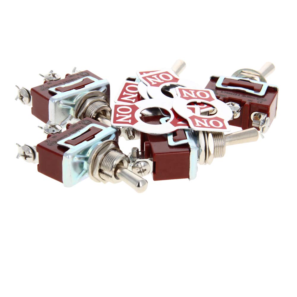 Fielect 5Pcs Toggle Switch ON-Off-ON 12 Pin 3 Position Switch 15A 250V Heavy Duty Rocker Toggle Switch