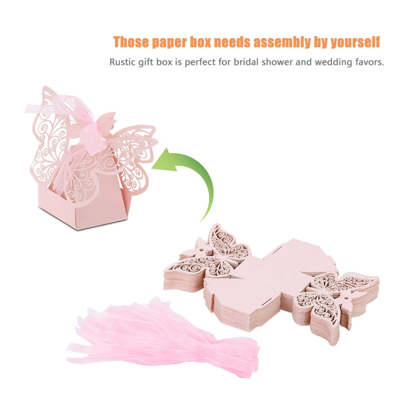 100PCS Bomboniera Bomboniera Zucchero Cioccolato Scatole Decorazione Matrimonio per Matrimonio Compleanno(Rosa)