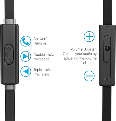 Miniatura 10 de ARC - Auriculares intraurales con cable, auriculares con micrófono, control de volumen deslizante, aislamiento de ruido, almohadillas para los