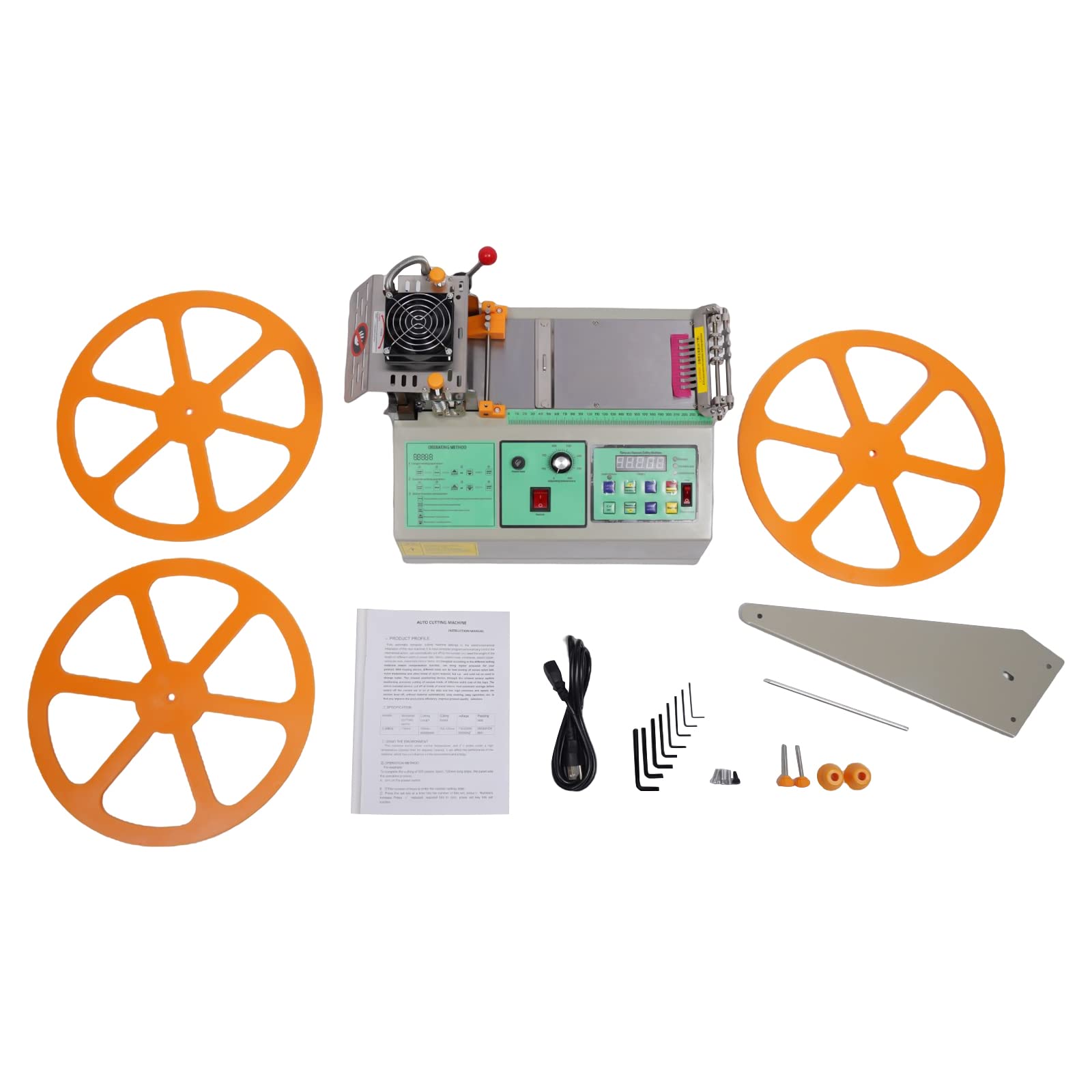 Hot and Cold Tape Cutting Machine, Automatic 280W 110V 110mm Width Digital Webbing Cutter Electric Tape Dispenser Ribbon Belt Fabric Braided Cutting Machine for Nylon Plastic