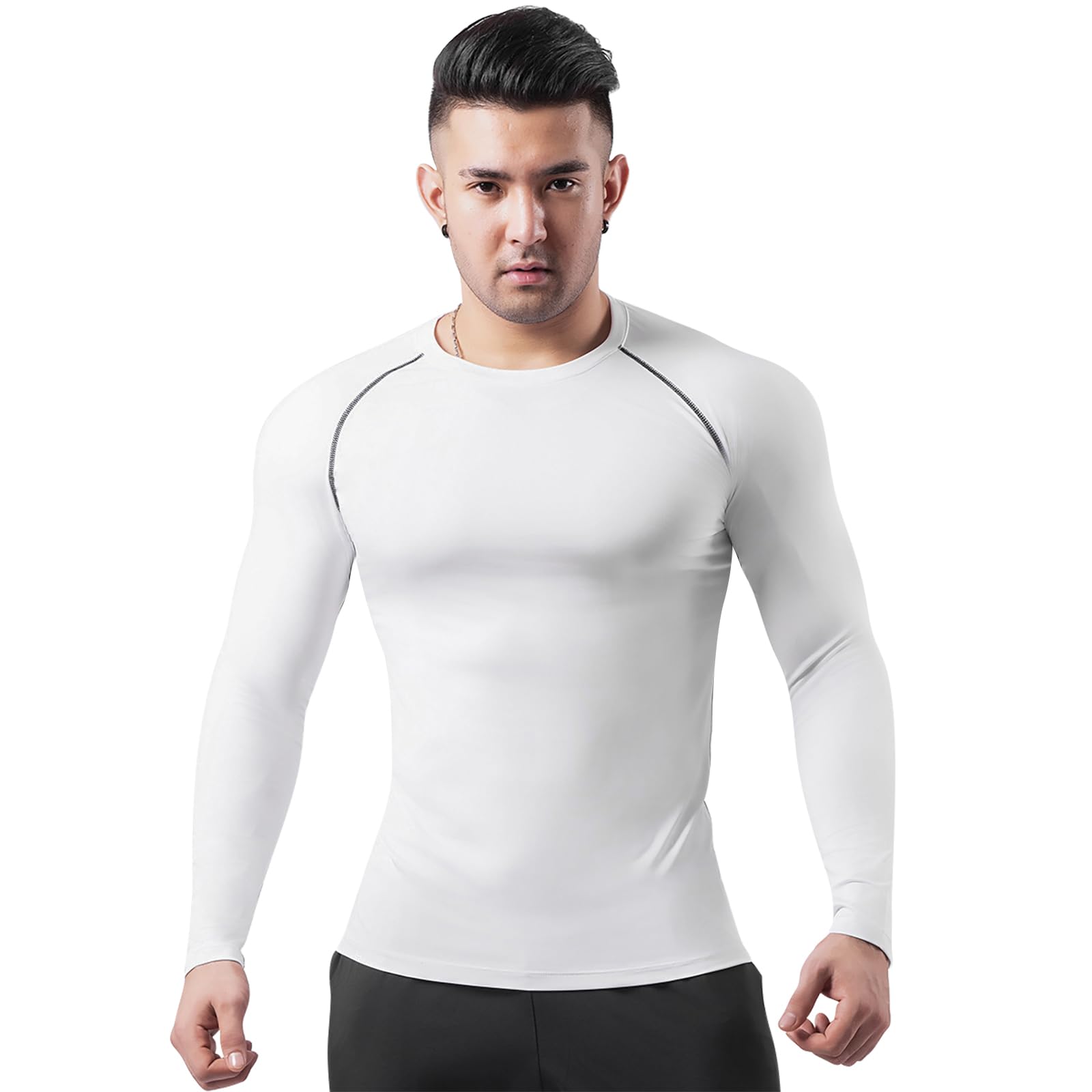 HomyComy Short Sleeve Compression Shirt Camiseta Hombre (Pack de 2)