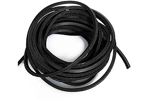 LolliBeads Flat Black Leather Cord - Genuine Braiding String