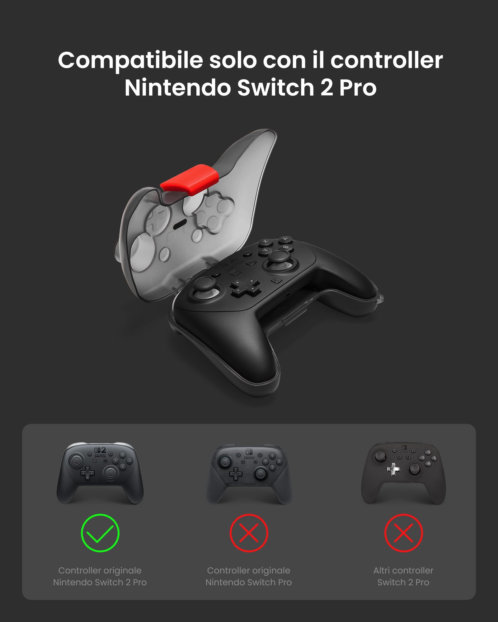 tomtoc Custodia per Nintendo Switch 2 Pro Controller , Case Cover rigida protezione guscio rigido per joystick, custodia da viaggio portatile, antiurto, antigraffio, resistente all’acqua