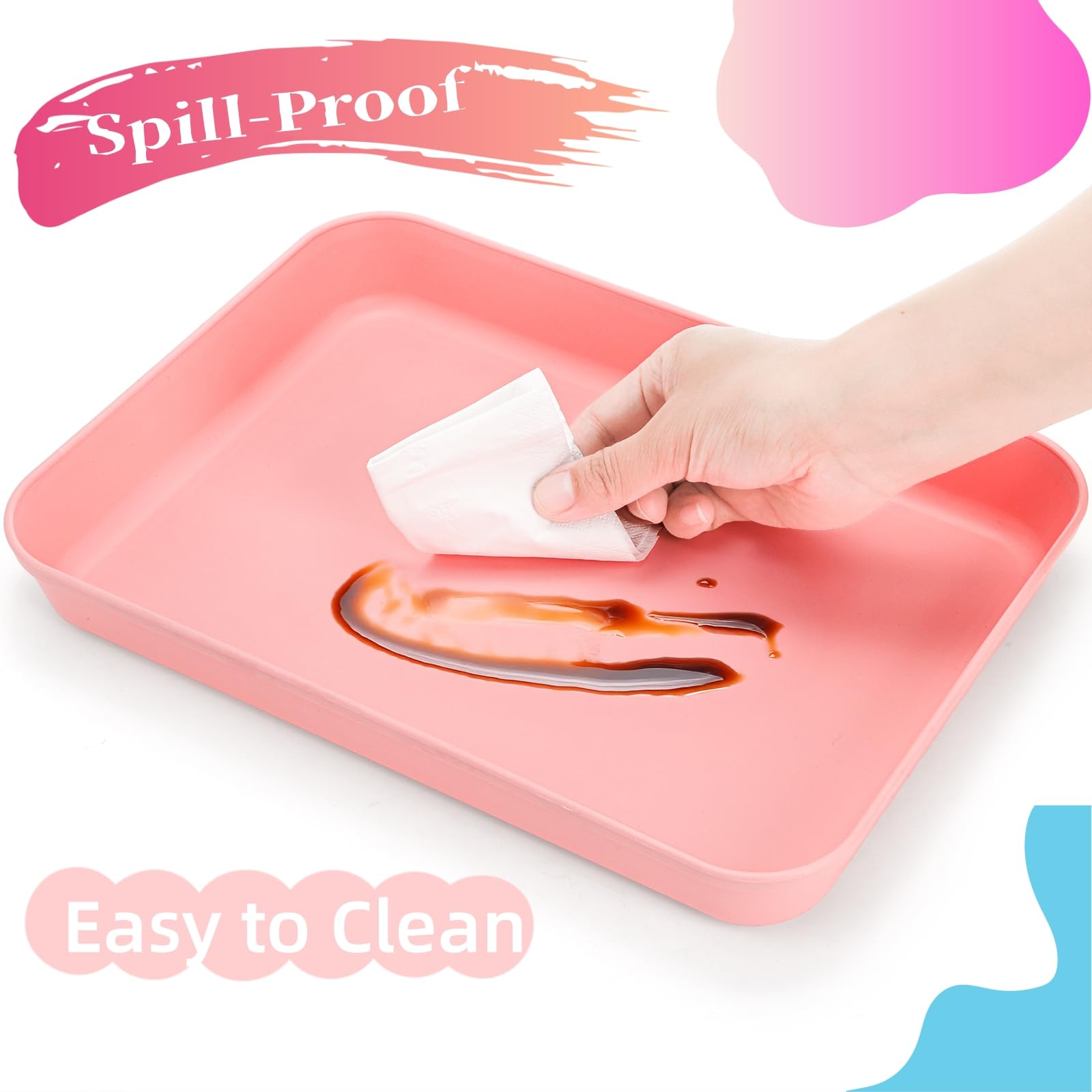 Lyellfe 15 Pack Plastic Art Trays, Deep Activity Sand Serving Trays, Stackable Spill-Proof Cafeteria Platter Crafts Organizer for DIY Projects, Painting, Beads, Jewelry - Image 3