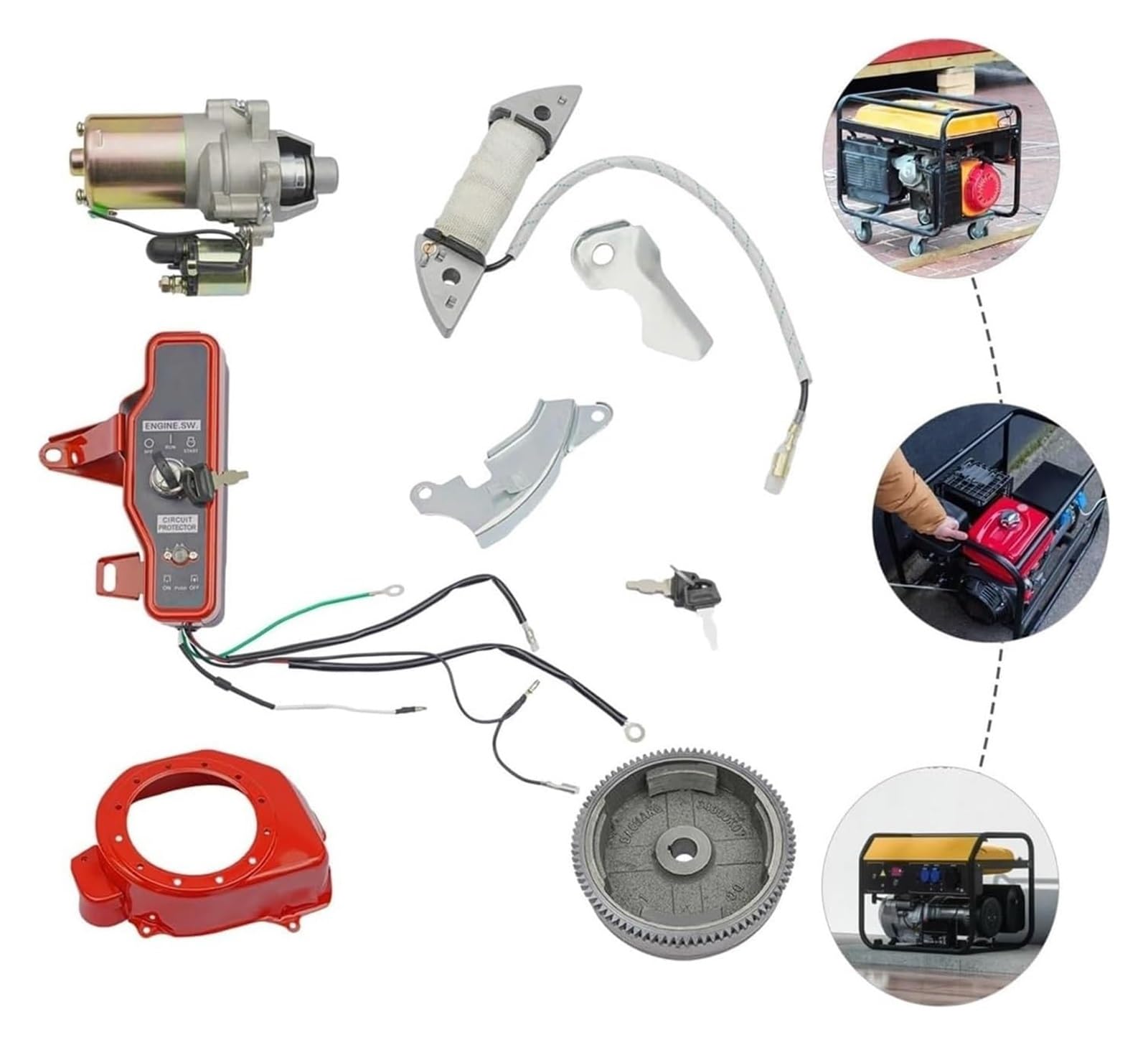 Para GX160 GX200 Eléctrico Arranque Motocicleta De 5.5/6. HP Motor 4 Tiempos Encendido Pollo Varita Volante Kit motor arranque apto