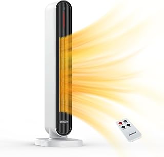 STEALTH 32'' Space Heater, Tower Fan Electric Heater 4 Modes, 6H Timer, Safety Fast - Quiet Heat, Tip-Over Protection, 1500W PTC Ceramic Heater Portable for Bedroom, Office, Indoors JHT100