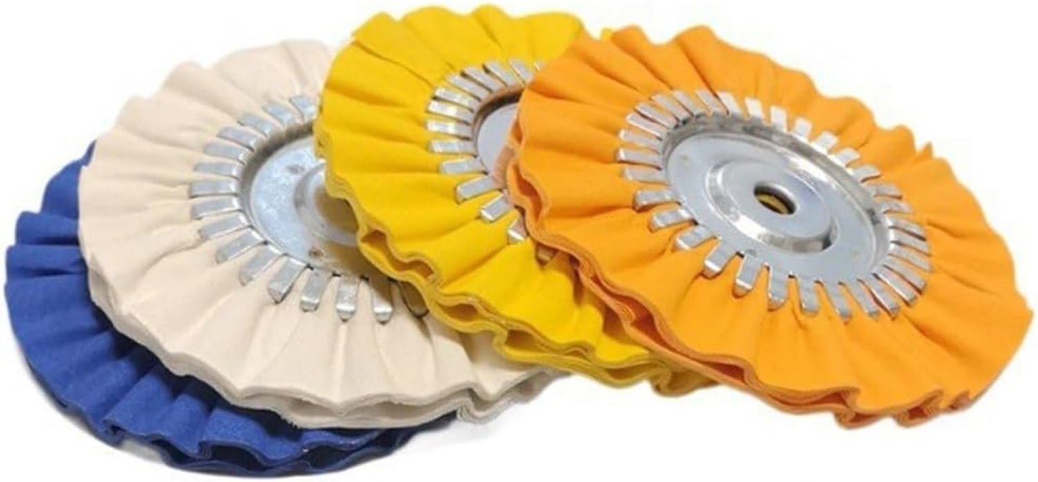 Kit de Pulido de 8 Pulgadas para Tubos de Escape, Llantas y Depósitos con Discos de Tela y Cera, Set de 7 Piezas para Bricolaje en Metal y Madera, 4-Piece Set