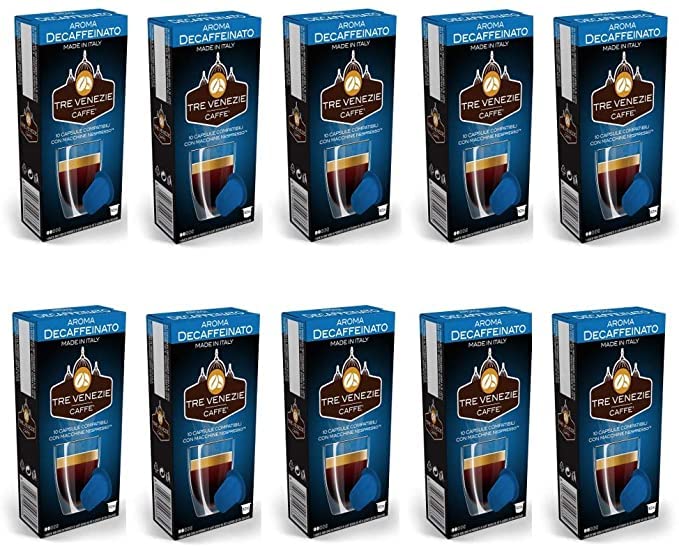 Tre Venezie100 Nespresso Compatible Coffee Pods - Decaffeinated, Decaf (10 Packs)