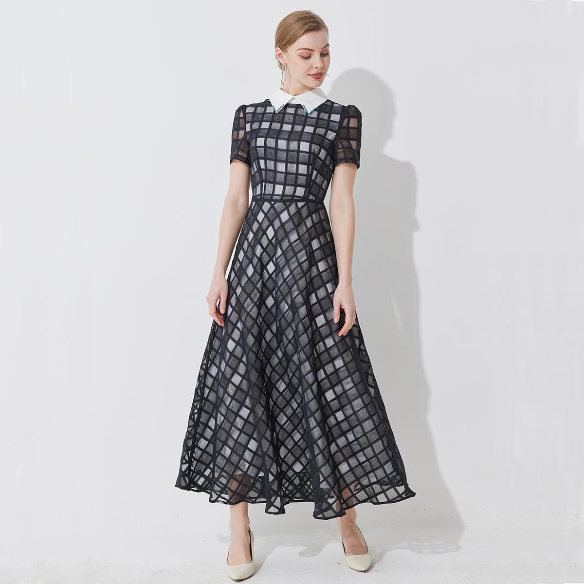 DEVCHATA New Women Plaid Dress Graceful Party Long Dress Fashion Vacation Casual Clothing Wedding Guest Dress Formal